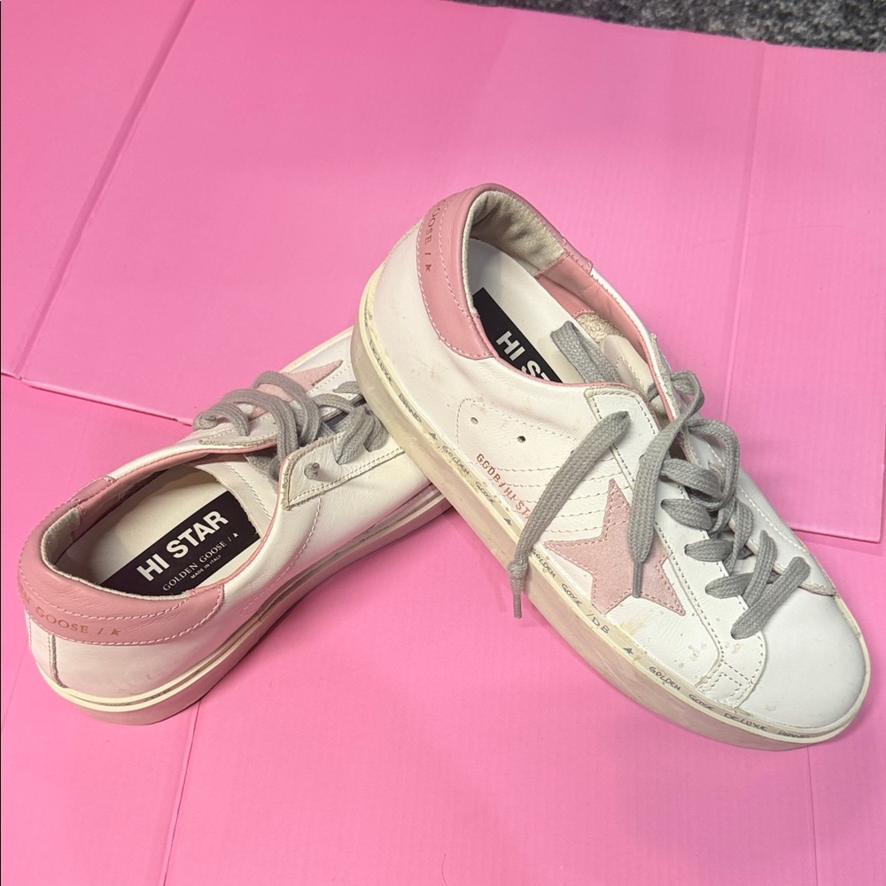 Women's Pink and White Sneakers